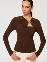Metal Ring Detail Long Sleeve Knit Top